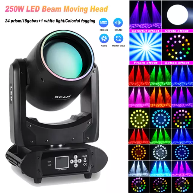 250W LED Beam Moving Head Spot Wash Stage Light RGBW DMX Headlights DJ Party