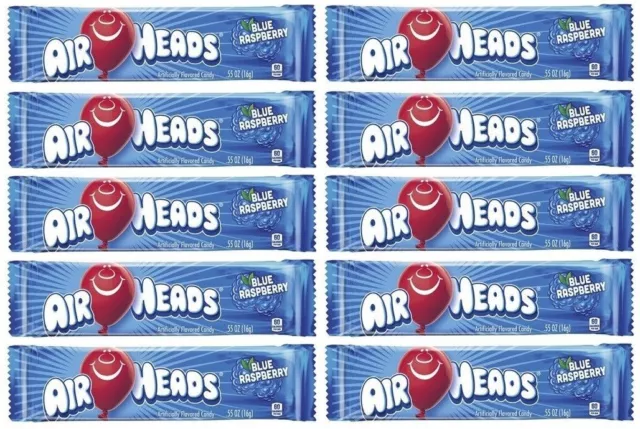 10 dulces americanos masticables Air Heads sabor azul frambuesa 16 g