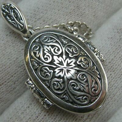 925 Sterling Silver Locket Pendant Medal Mother of God Mary Protecting Veil 785