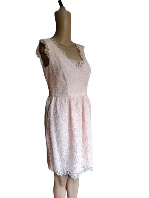 Shoshanna Womens Sleeveless Pink Lace Sheath Dress Fringed Length Size 4