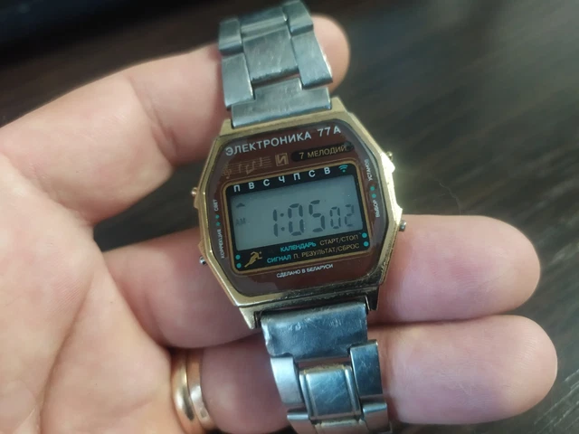 Elektronika 77A Watch Chrono Melody Alarm Original Vintage Soviet Digital Rare 3