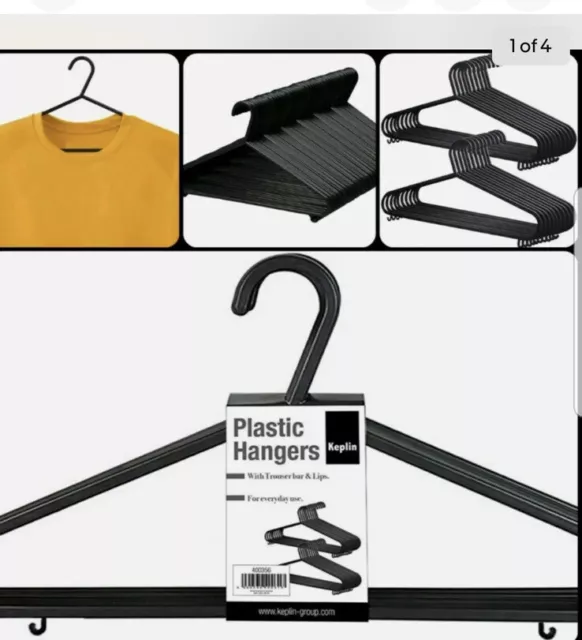 25 Pack Adult Heavy Duty Black Coat Plastic Hangers