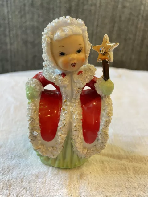 Vintage Napco Girl Angel Bell with Spaghetti Trim and Star Wand JAPAN