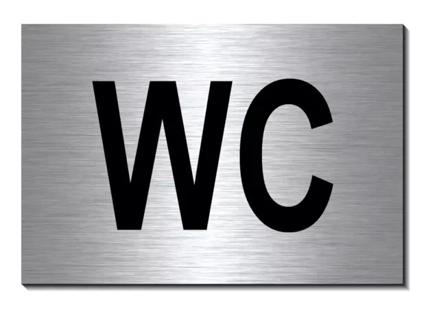 WC-Toilette--Aluminium-Edelstahl-Optik-Schild-15 x10 cm-Warnschild-Hinweisschild