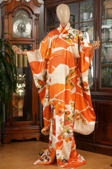 Dear Vanilla Japanese Silk Furisode Kimono Women's Authentic Japan Made Vintage