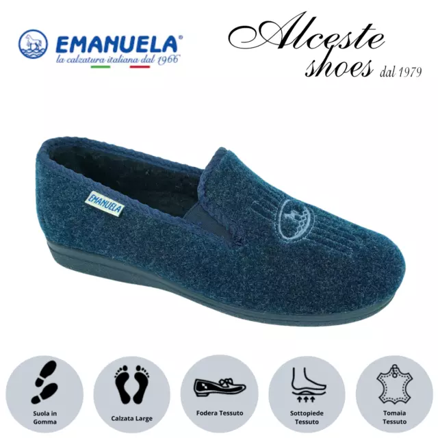 Pantofola Uomo  Emanuela  Art. 967 in Tessuto Blu