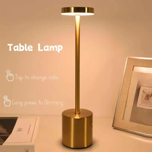 Lámpara de mesa táctil LED simple recargable de metal tres colores junto a la cama creativa amb