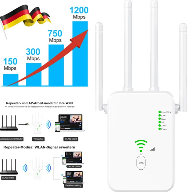 Wireless WLAN Repeater WLAN Amplificatore Presa Integrata 1200 - Foto 14