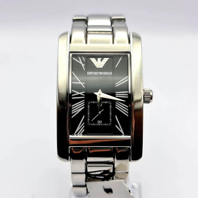 New Genuine Emporio Armani Ar0156 Classic Steel Black Dial Mens Watch