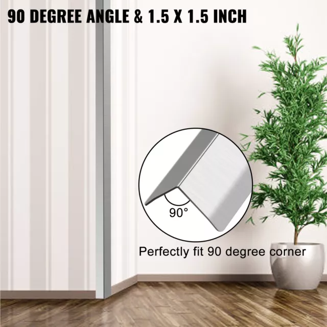 VEVOR Stainless Steel Corner Guards Wall Corner Protector 1.5 x 1.5 x 48" 10Pcs 3