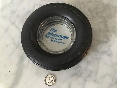 Vintage Bf Goodrich Radial T/A Painted Glass Ash Tray Rubber Tire Advertising Gd