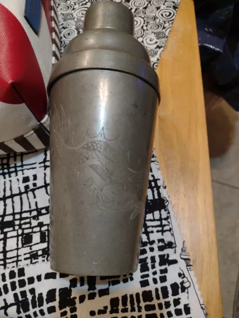 RARE Antique Chinese Kut Hing Swatow Pewter Cocktail Shaker Dragon