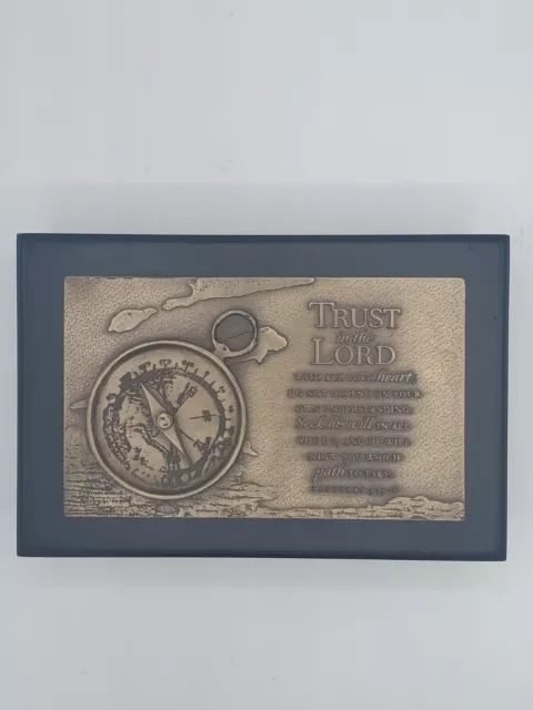 Trust In the Lord Bronzelike 8.5 x 5.75 Cast Stone/Resin Wood Scripture Box
