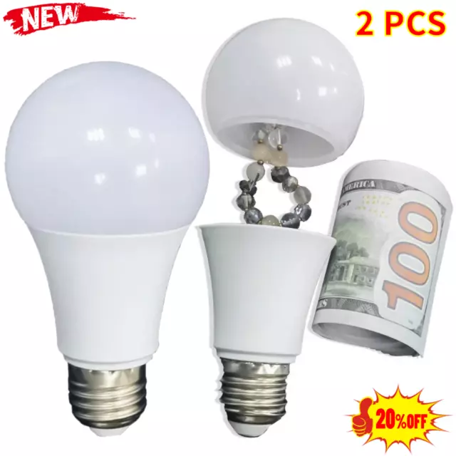 2X Led Light Bulb Safe Secret Compartment Hollow Diversion Hidden Security Stash