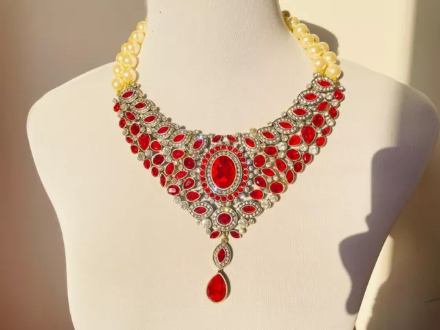 HEIDI DAUS Worth Waiting For Deco Drop Statement Necklace Siam Crystals