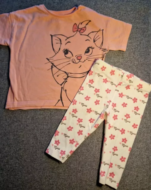 Disney Baby Girl Marie Outfit 3-6 Months t-shirt Top & Leggings Set (D83)