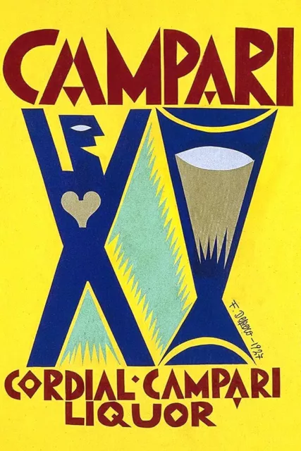 Poster Manifesto Locandina Pubblicitaria Vintage Aperitivo Liquore Campari  Bar