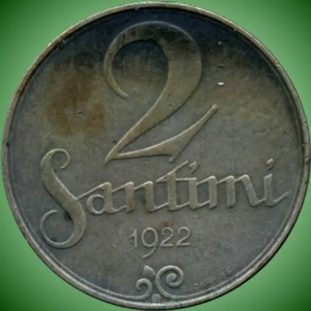 1922 Latvia 2 Santimis Coin (No Mint Mark)