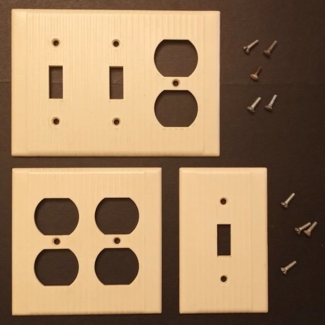 3 Antique Ribbed LEVITON Electrical Switch & Duplex Outlet Plates + Screws