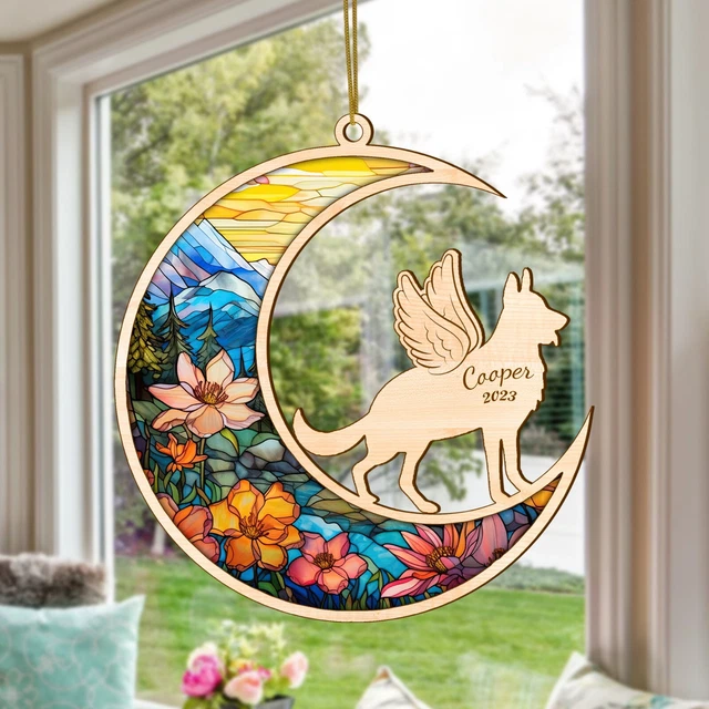 Personalized German Shepherd Memorial Suncatcher Loss of Pet Sympathy Gift