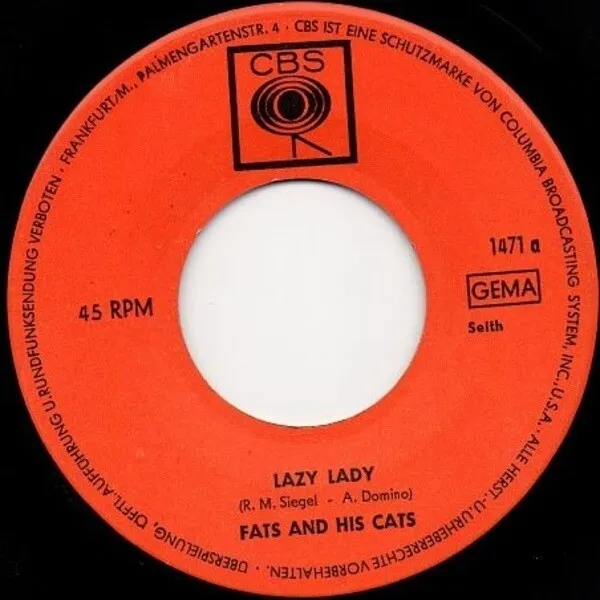 Fats And His Cats Lazy Lady Vinyl Single 7inch Cbs