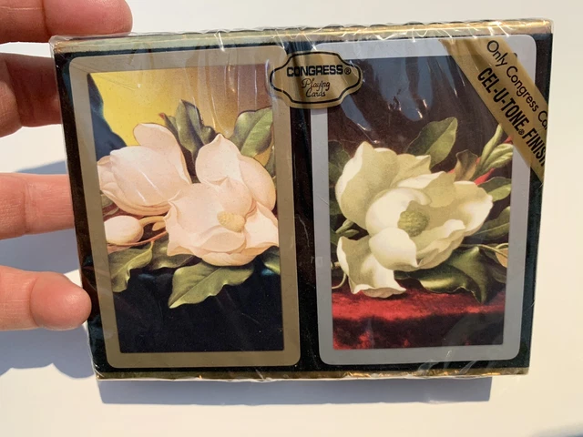Vintage CONGRESS Playing Cards Cel-U-Tone Double Deck Sealed Magnolia Southern