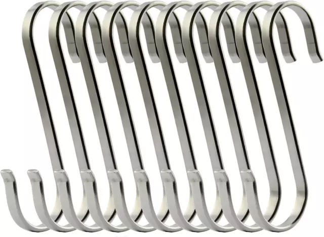 Ruiling 10-Pack Size Large Flat S Hooks Heavy-Duty Genuine Solid 304 Stainless S 2