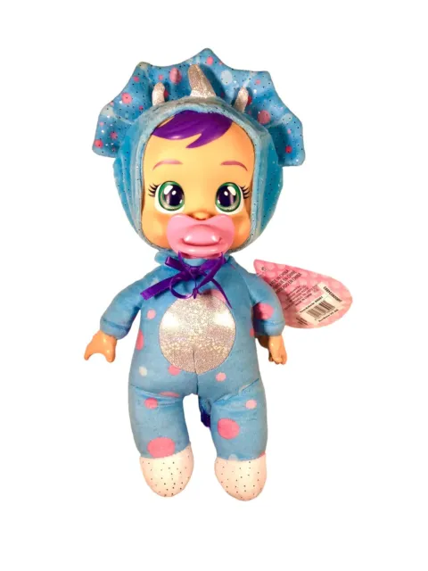 CRY BABIES Tiny Cuddles Doll Blue TRICERATOPS Cry’s Real Tears Instruct On Tag