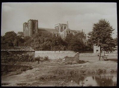 Glass Magic Lantern Slide RIPON CATHEDRAL FROM THE SOUTH C1910 OLD PHOTO