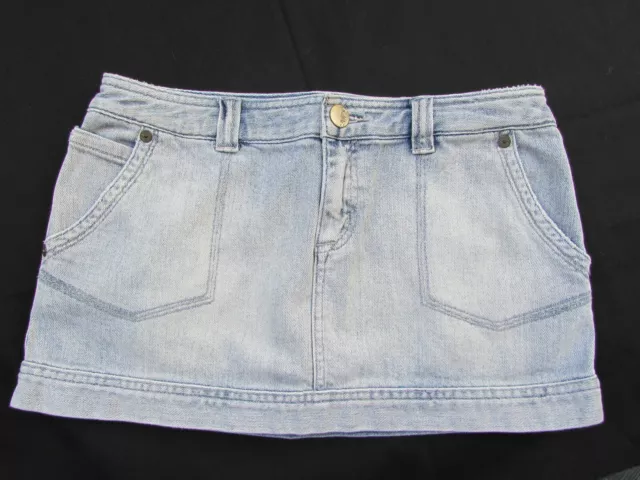 Woman's Junior ROXY Denim Cotton Blue Pockets Mini Skirt  US Size 9