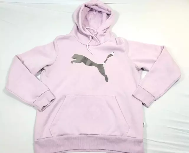 Puma Hoodie Womens Medium Pullover Pink Long Sleeve Kangaroo Pocket EUC