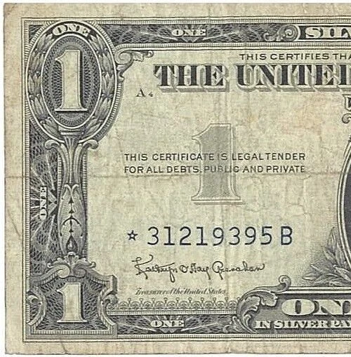 Series 1957B~ $1.00~ One Dollar Silver Certificate***STAR NOTE*** w/ Errors