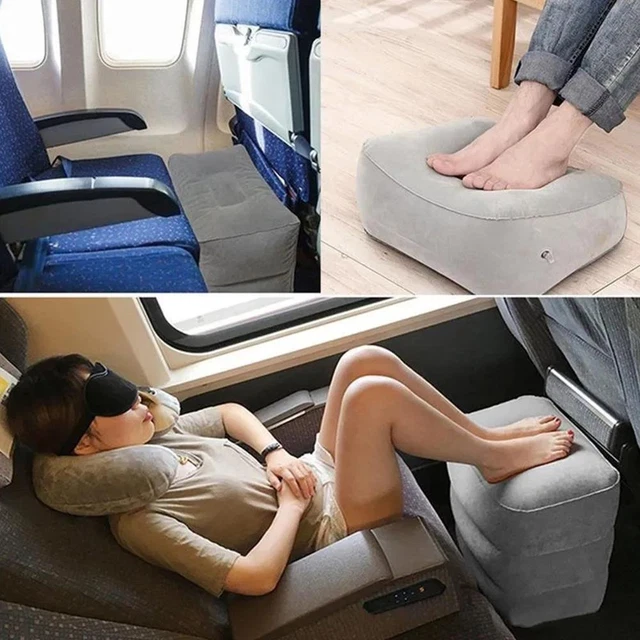 Inflatable Travel Footrest Leg Foot Rest Plane Pillow Stool Office Kids Bed I2T4