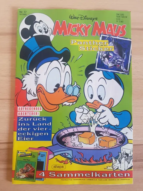 Micky Maus Comicheft Nr. 17 1990 mit Beilage Panther Sticker und Sammelkarten