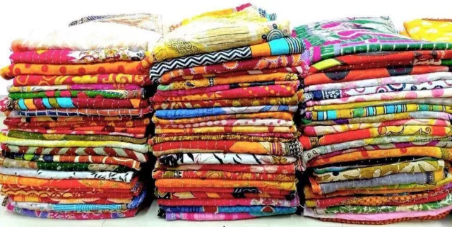 20 PC Indian Wholesale Handmade kantha Quilt Reversible Gudri Lot oLD Vintage
