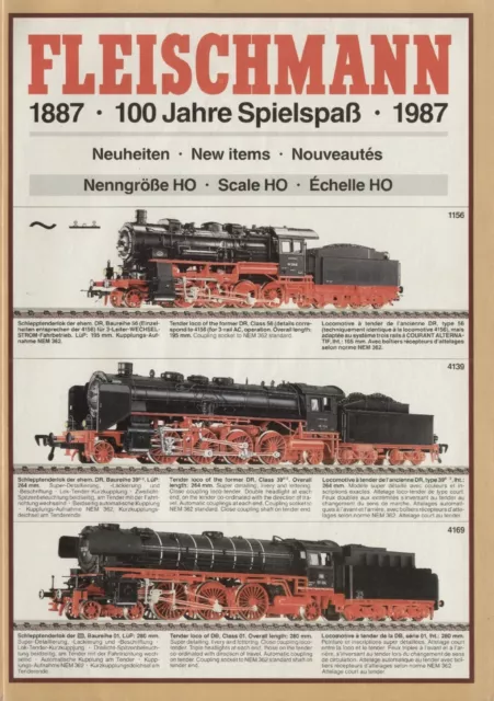 catalogo FLEISCHMANN 1987 Neuheiten Spur HO & N 100 Jahre Spielspaß.  F E D   aa
