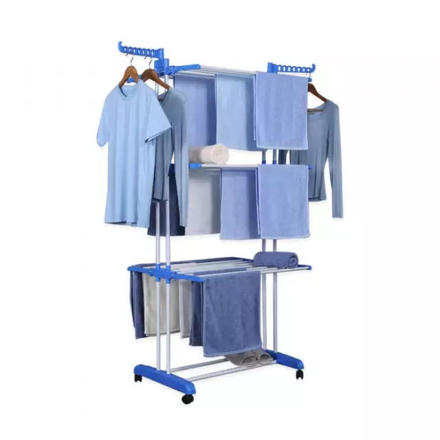 Herzberg HG-8034BLU: Moving Clothes Rack - Blue