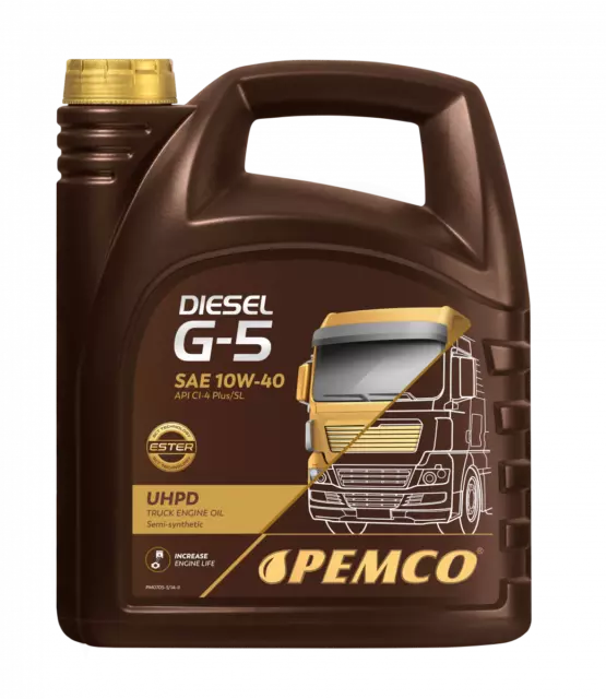 PEMCO 5x5 Liter PEMCO DIESEL G-5 UHPD 10W-40 API CI-4/CH-4/SL ACEA E7 A3/B4 2