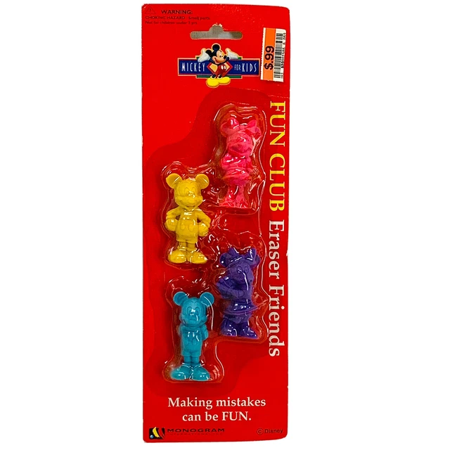 Vintage Disney Mickey Mouse Minnie Mouse Figures Rubber Erasers