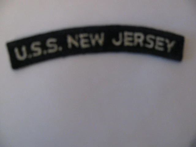 Us Navy  Uss  U.s.s. New Jersey Name Tab Chevron Rocker 4" Military Patch Sew On