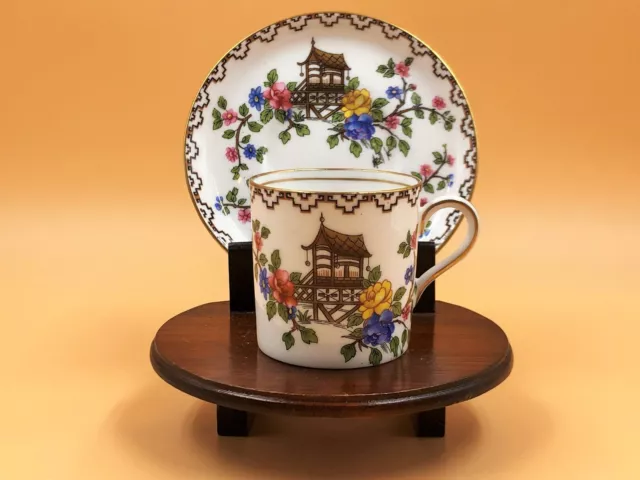 Aynsley China Pagoda demitasse cup & saucer duo. A3953. Rd. 694635. c1920's.