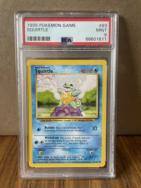 Squirtle PSA 9 Mint Base Set Pokemon Cards 1999