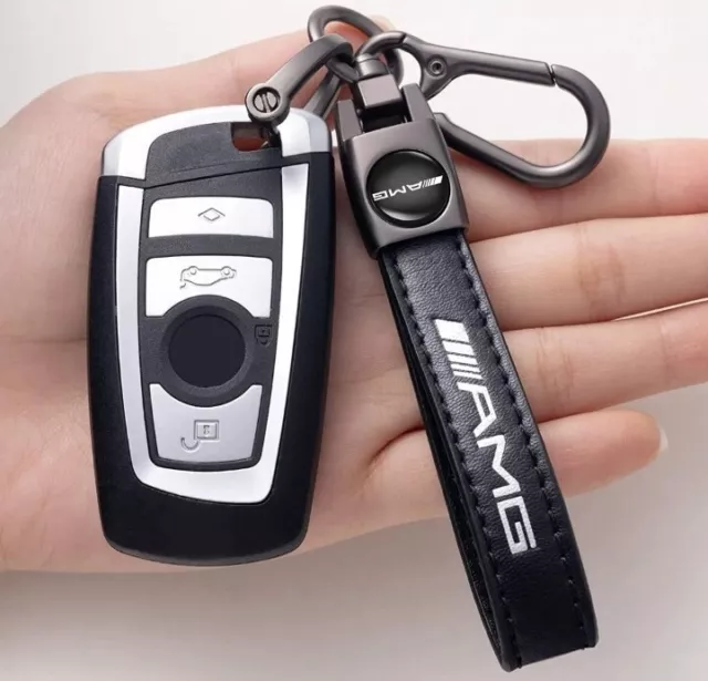 Mercedes AMG Line Metal Leather Keyring Luxury Keychain High Quality Key Ring 3