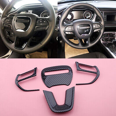 4x Car Steering Wheel Decoration Cover Trims Fit for Dodge Challenger 2015-2019