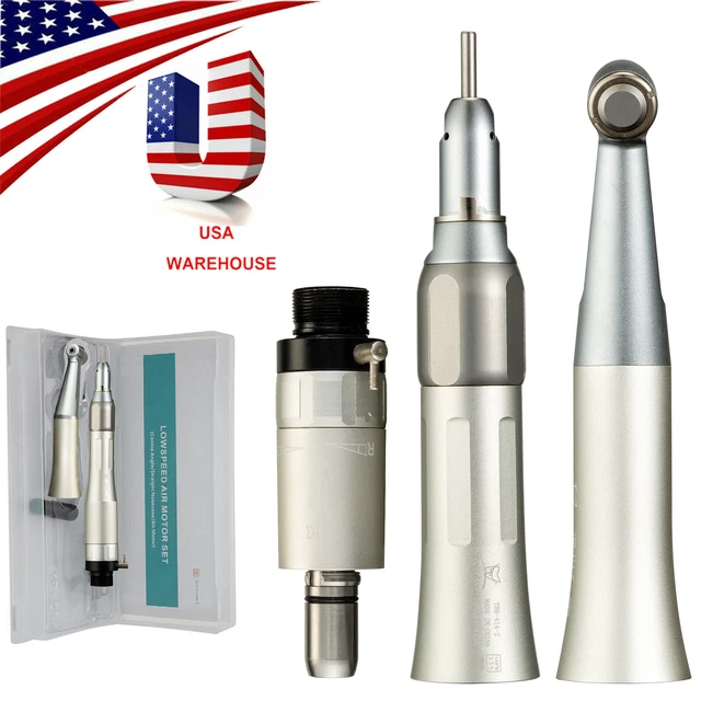 NSK Style Dental Slow Speed Handpiece Contra Angle Push Air Motor 2-Hole Kit NA