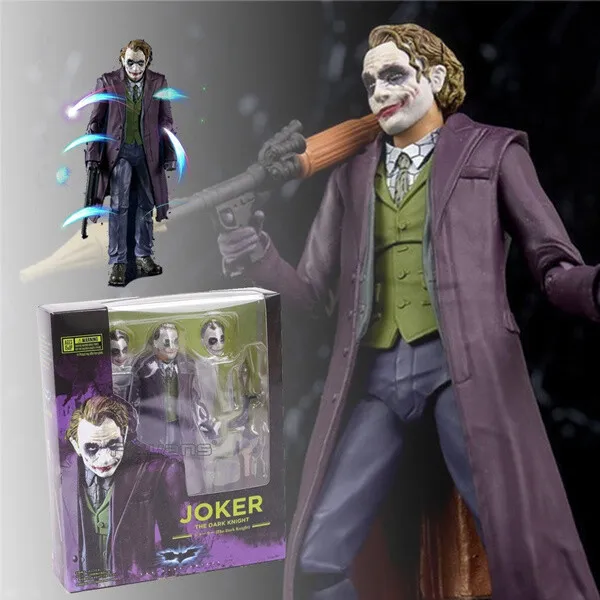 NECA SHF DC Comics Batman Dark Knight Heath Ledger Joker 7" Action Figure Toy