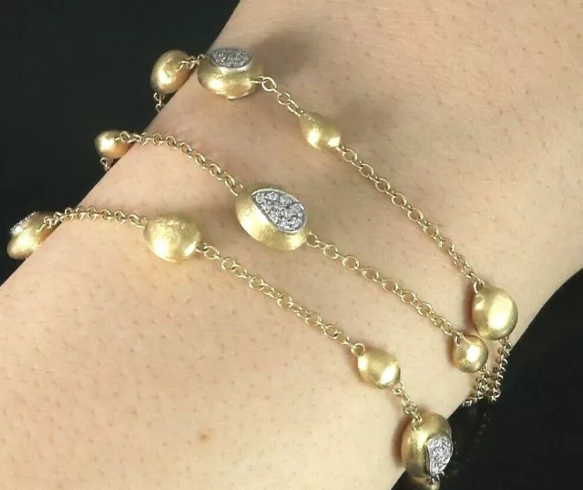 $7800 Marco Bicego 18K Yellow Gold 1.10ct Pave Diamond 3 Row Confetti Bracelet $7800 Marco Bicego 18K Yellow Gold 1.10ct Pave Diamond 3 Row Confetti Bracelet
