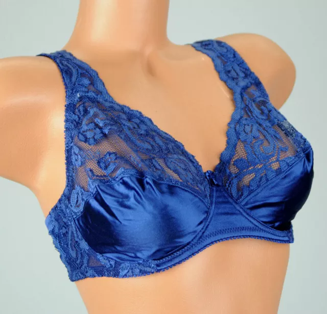 Shiny satin nylon lacy underwire classy fancy soft cup full coverage BRA 4 sizes 2