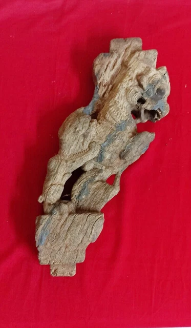 Dragon Chariot Yalli Temple Art Corbel Bracket Wooden Antique Vintage Statue E52