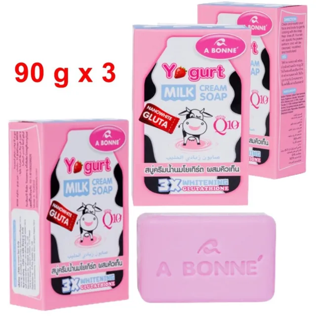 SOAP Bar Body & Face A Bonne Yogurt Milk Cream Q10 Moisturizing Whitenning 90gx3